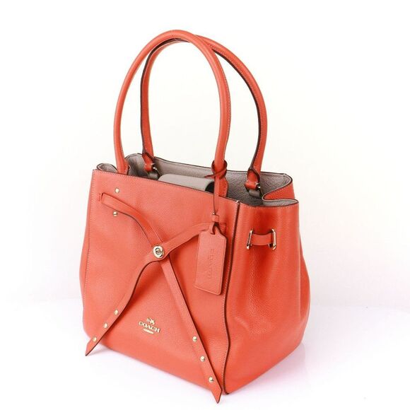 NWT Coach Turnlock Refined Pebble Leather Bucket Tote Watermelon - Picture 7 of 13